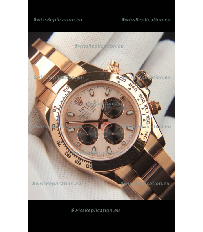 Rolex Daytona Japanese Movement Gold Casing Replica Watch in Champange Dial