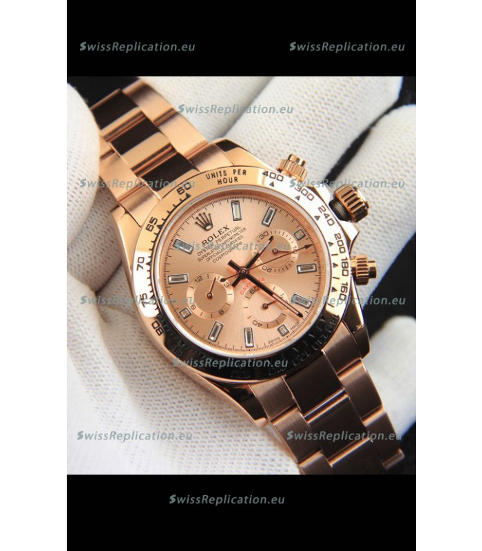Rolex Daytona Japanese Movement Gold Casing Replica Watch in Champange Dial