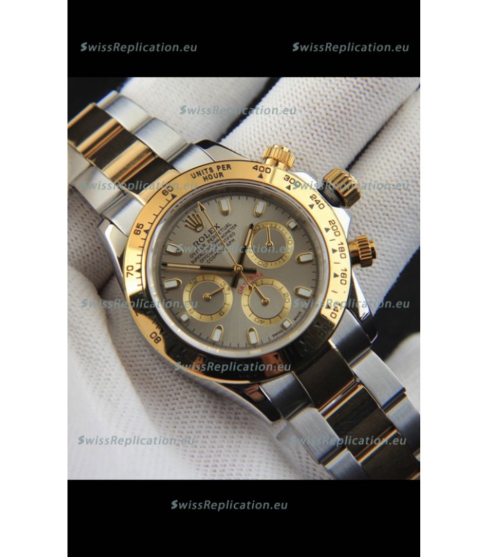 Rolex Daytona Japanese Movement Two Tone Gold Casing Watch in Grey Dial 