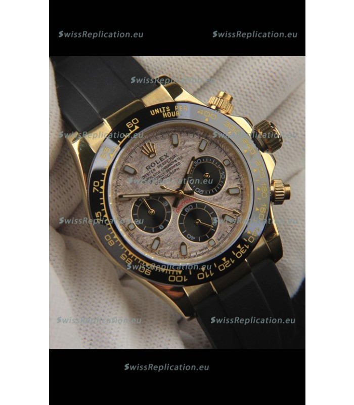 Rolex Daytona Japanese Movement Gold Casing Replica Watch in Meteorite Pattern Dial 