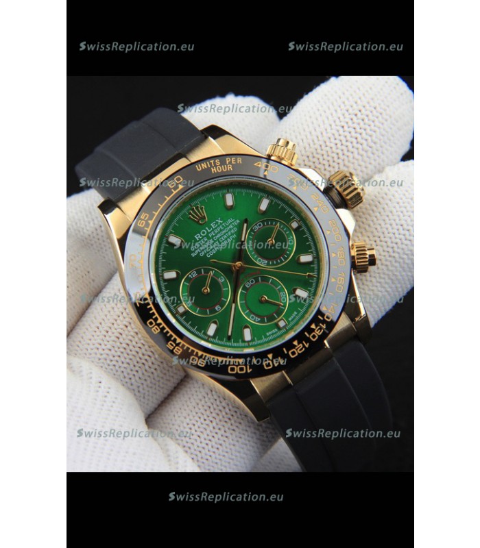 Rolex Daytona Japanese Movement Gold Casing Replica Watch in Green Dial 
