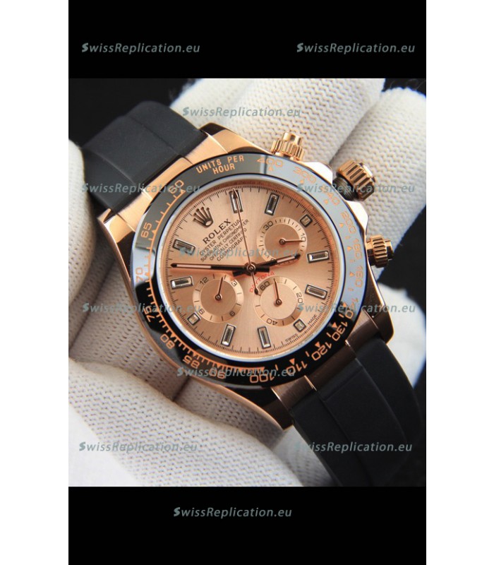Rolex Daytona Japanese Movement Gold Casing Replica Watch in Champange Dial 