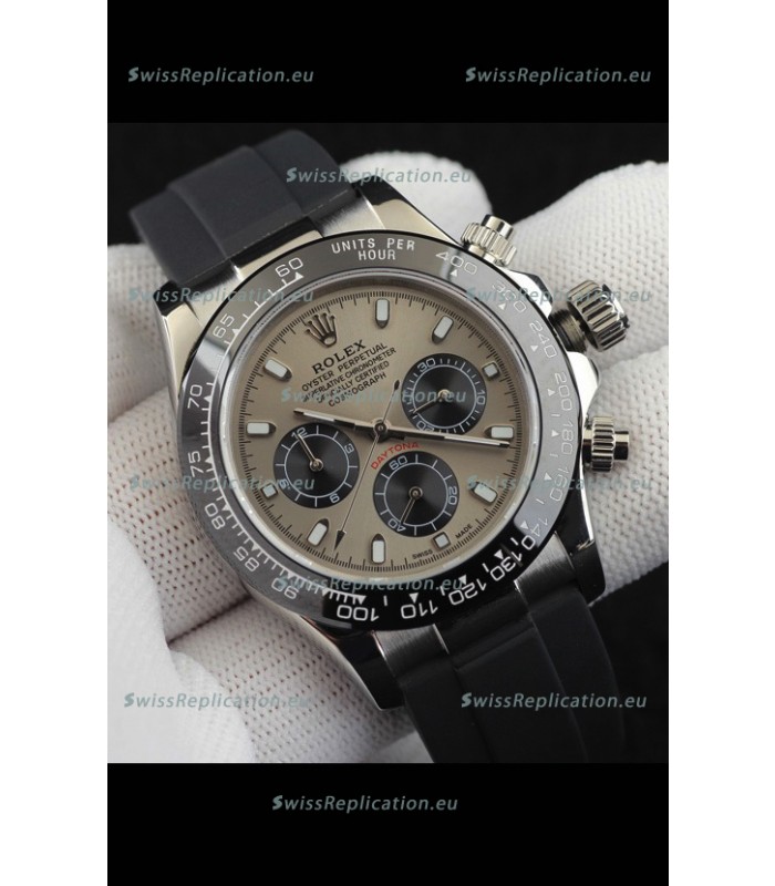 Rolex Daytona Japanese Movement Steel Casing Replica Watch in Grey Dial