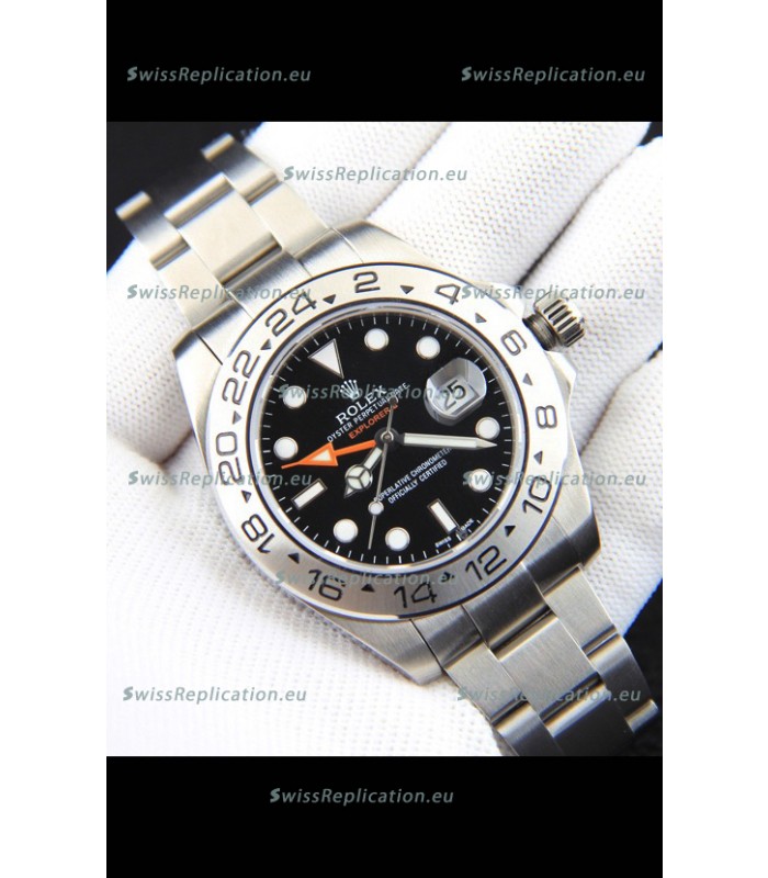 Rolex Explorer II Japanese Movement Replica Watch in Steel Casing Black Dial