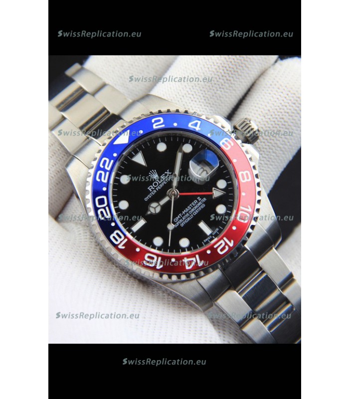 Rolex GMT Masters II Japanese Movement Replica Watch Steel Case Black Dial