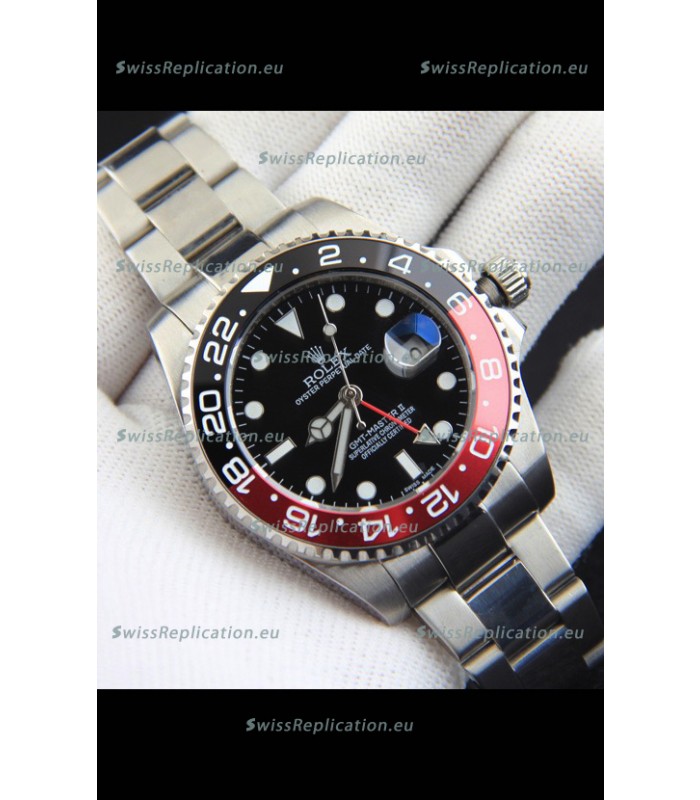 Rolex GMT Masters II Japanese Movement Replica Watch Steel Case Black Dial
