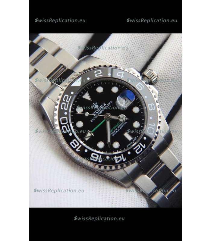 Rolex GMT Masters II Japanese Movement Replica Watch Steel Case Black Dial