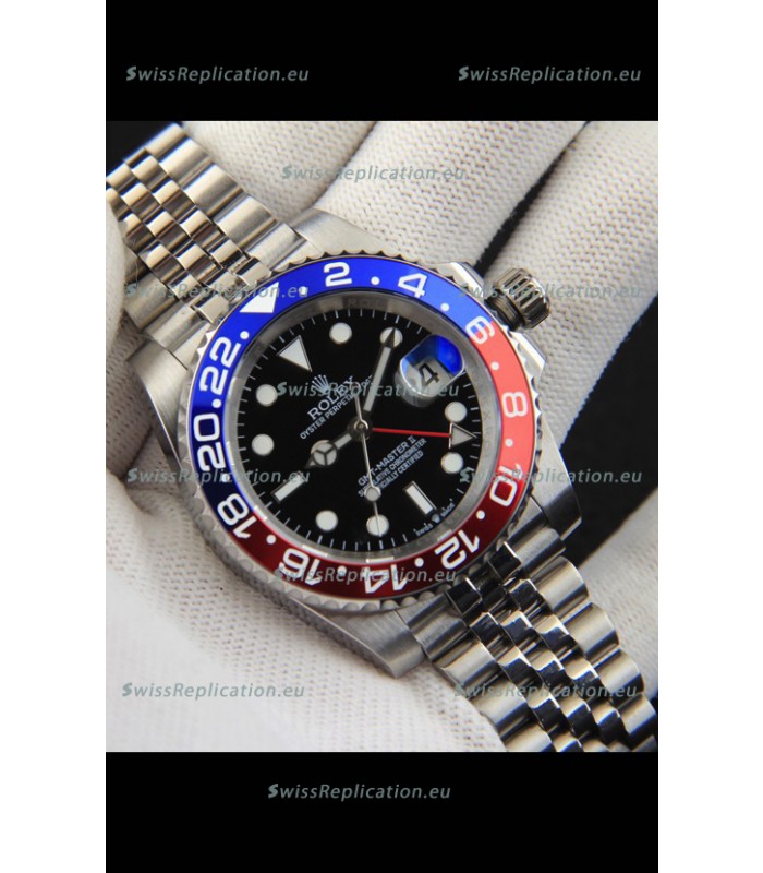 Rolex GMT Masters II Japanese Movement Replica Watch Steel Case Black Dial