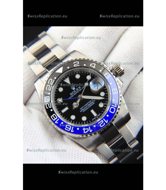 Rolex GMT Masters II Japanese Movement Replica Watch Steel Case Black Dial