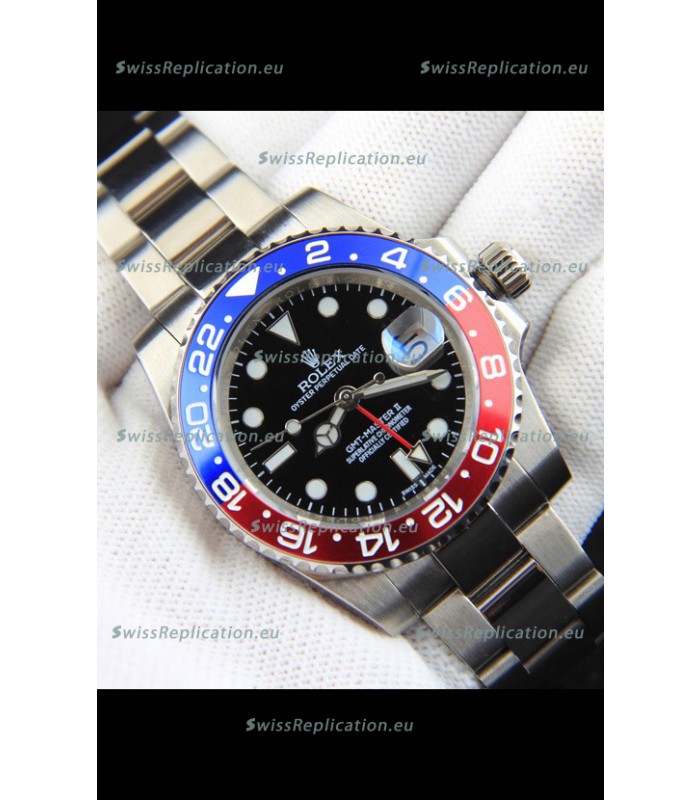 Rolex GMT Masters II Japanese Movement Replica Watch Steel Case Black Dial