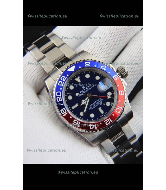 Rolex GMT Masters II Japanese Movement Replica Watch Steel Case Black Dial