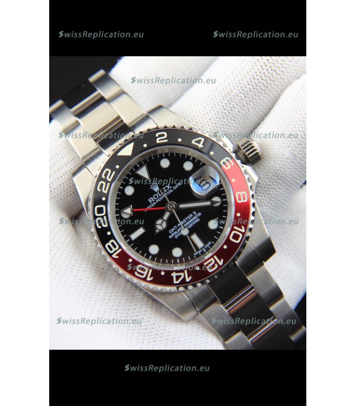 Rolex GMT Masters II Japanese Movement Replica Watch Steel Case Black Dial