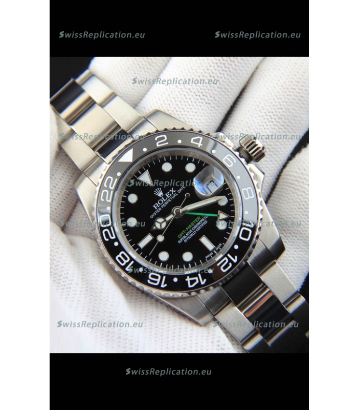 Rolex GMT Masters II Japanese Movement Replica Watch Steel Case Black Dial