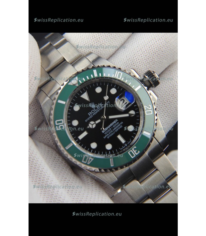 Rolex Submariner Japanese Replica Watch 904L Steel Black Dial Green Ceramic Bezel 