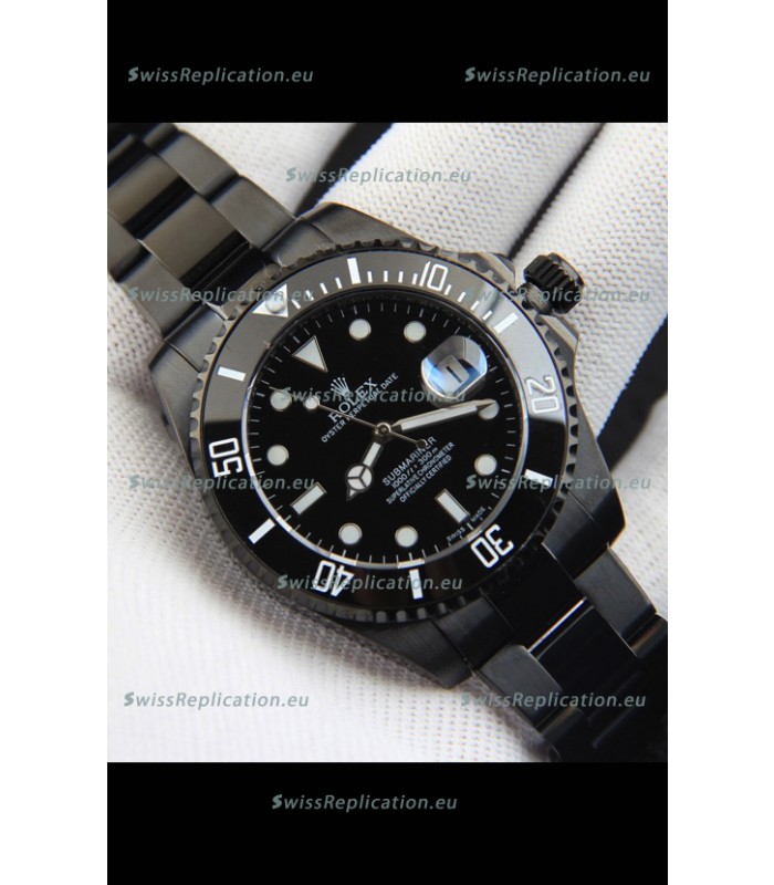 Rolex Submariner Japanese Replica Watch in PVD Coating Black Dial 
