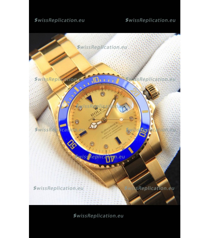 Rolex Submariner Japanese Replica Watch in Yellow Gold Casing 