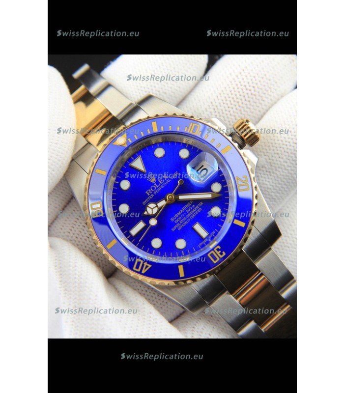 Rolex Submariner Japanese Replica Watch in 2 Tone Yellow Gold Casing Blue Dial 