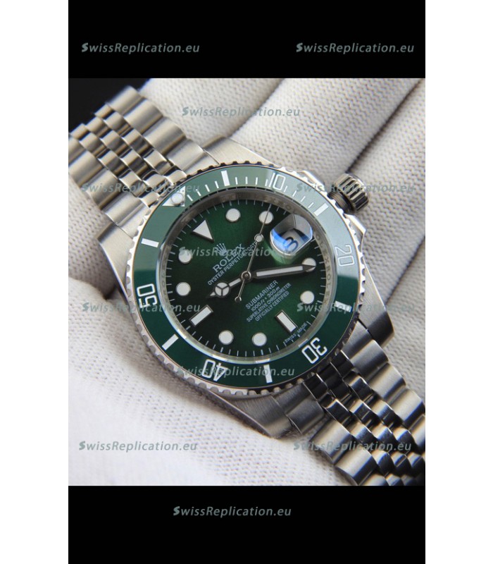 Rolex Submariner Japanese Replica Watch 904L Steel - Ceramic Bezel in Green