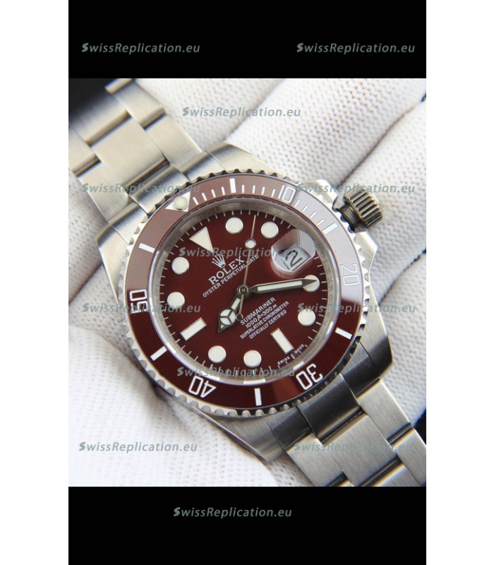 Rolex Submariner Japanese Replica Watch 904L Steel Brown Dial/Bezel Watch 