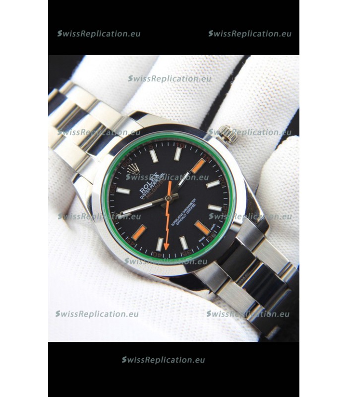 Rolex Milgauss Japanese Movement Replica Watch in Black Dial 