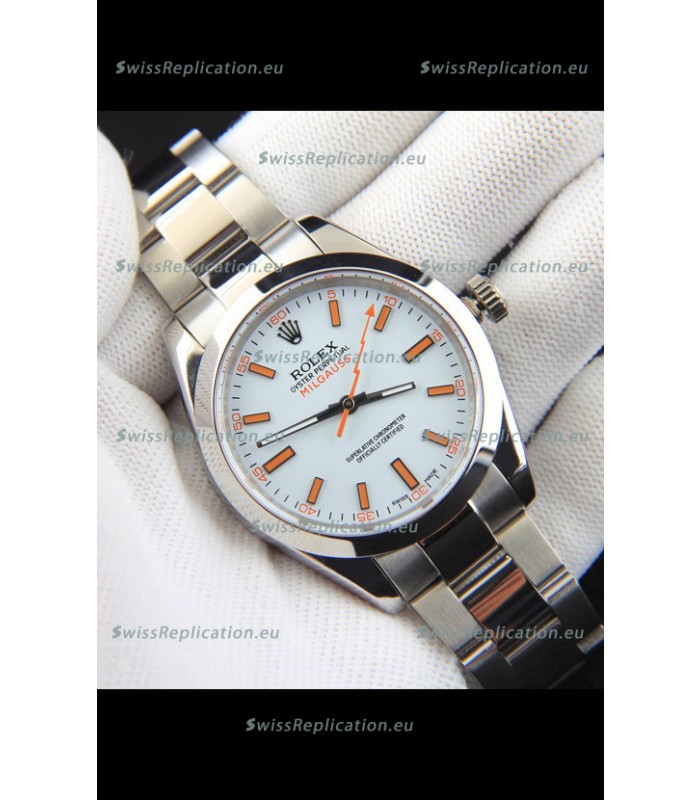 Rolex Milgauss Japanese Movement Replica Watch in White Dial 