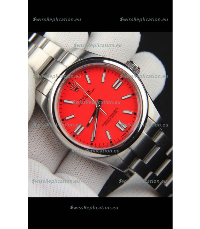 Rolex Oyster Perpetual Japanese Movement Replica Watch 41MM - Red Dial