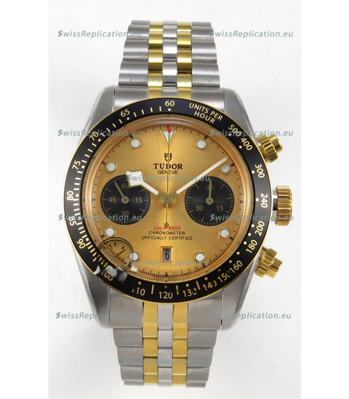 Tudor Super Clone Black Bay Chronograph Two Tone Watch in Gold Dial