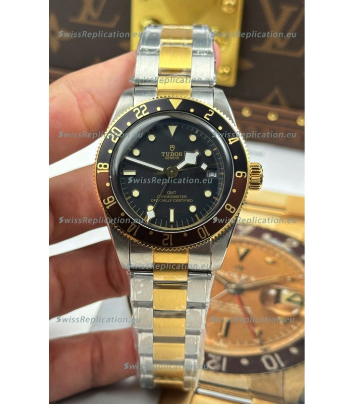 Tudor Black Bay Super Clone GMT Two Tone Black Dial Swiss Replica Watch 