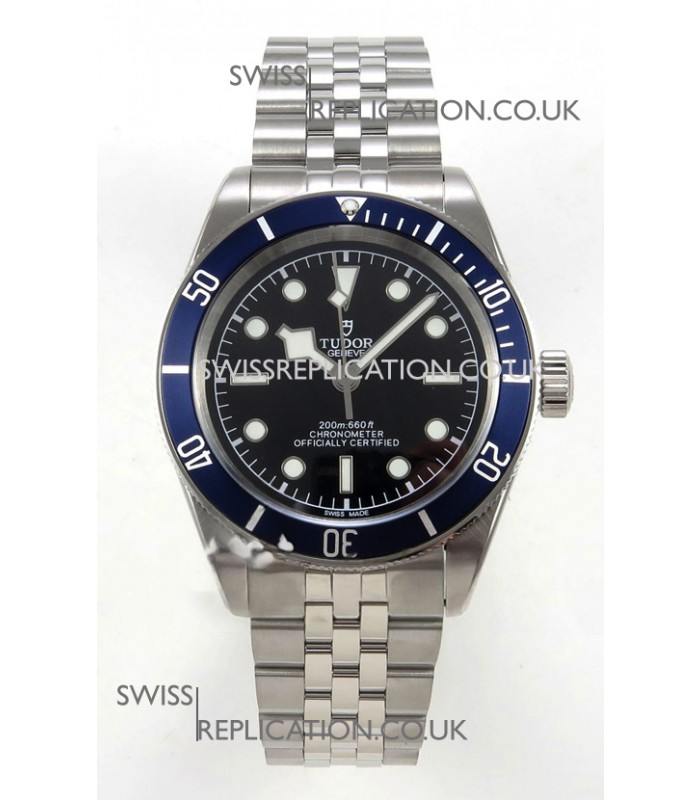 Tudor Black Bay 41 Black Dial Blue Bezel Jubilee Super Clone Watch 