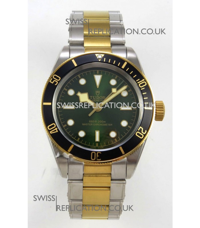 Tudor Black Bay 41 Two Tone Yellow Gold Green Dial Super Clone Watch 