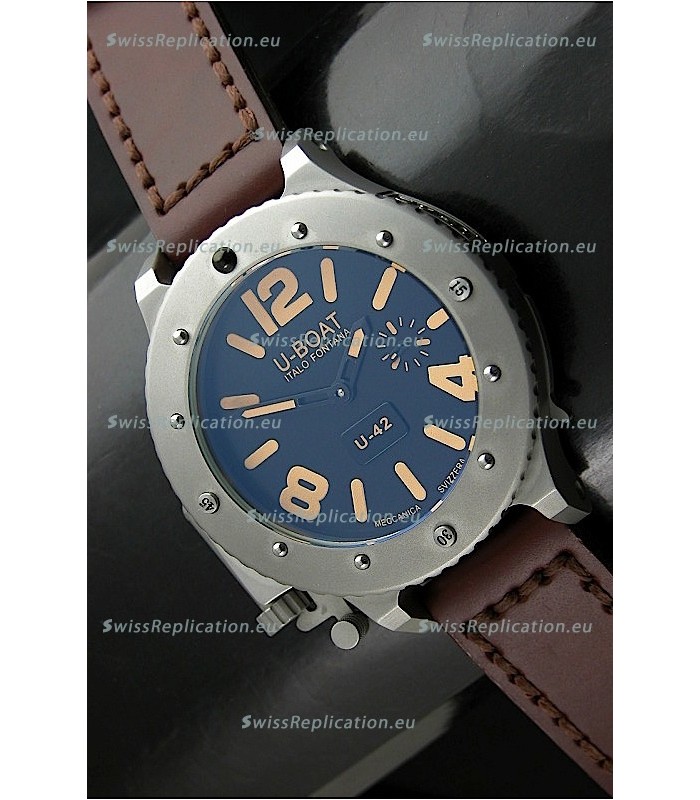 U Boat U-42 Diver Titanium Swiss Watch in Orange Markers