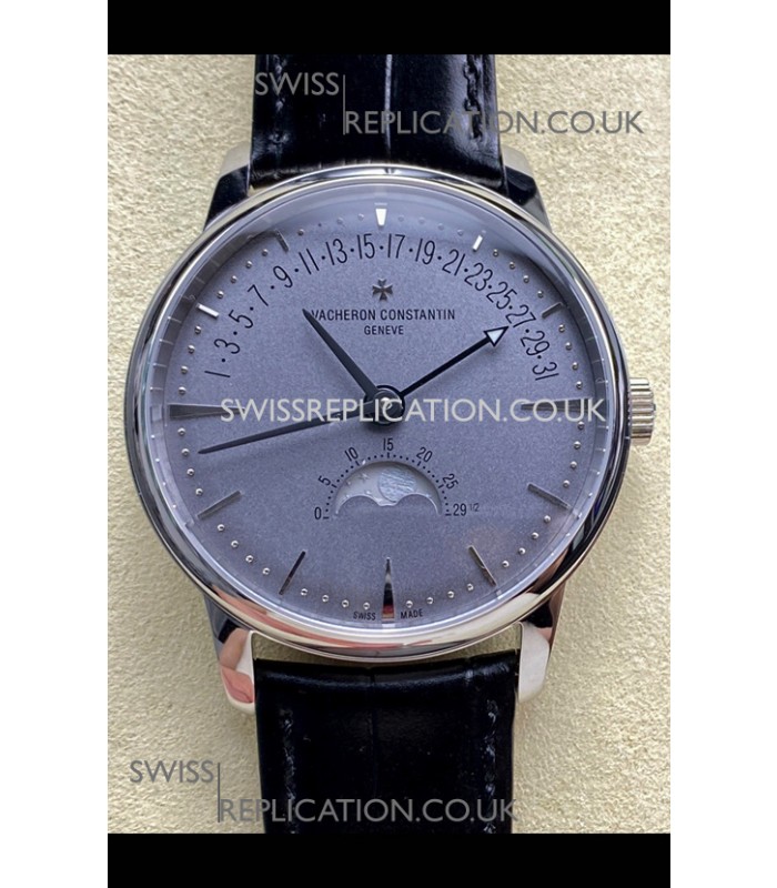 Vacheron Constantin Patrimony Moonphase Stainless Steel Grey Dial Swiss Replica Watch 