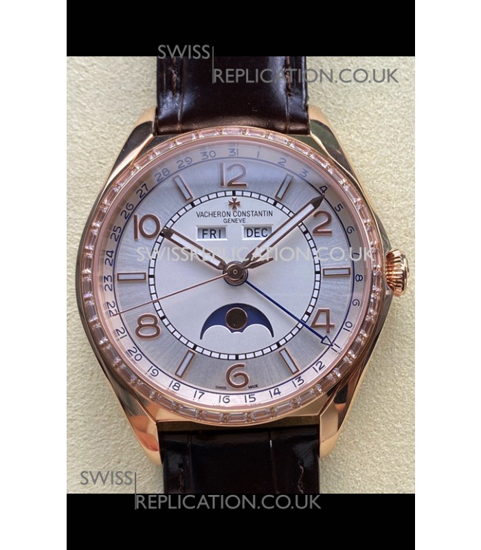 Vacheron Constantin Fiftysix Moonphase Steel Dial Rose Gold Swiss Replica Watch 