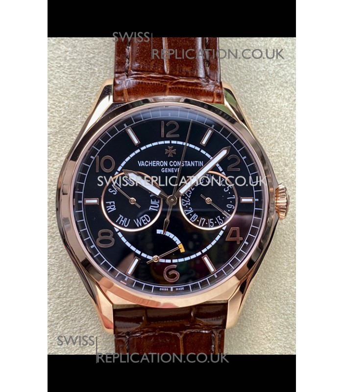 Vacheron Constantin Fiftysix Day-Date Rose Gold Black Dial Swiss Replica Watch 