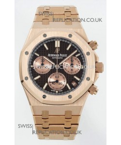 Royal Oak Chrono 26240 Rose Gold Strap in Brown Dial Super Clone Watch 
