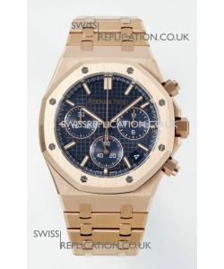 Royal Oak Chrono 26240 Rose Gold Strap in Blue Dial Super Clone Watch 