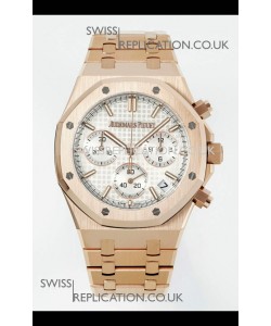 Royal Oak Chrono 26240 Rose Gold Strap in White Dial Super Clone Watch 