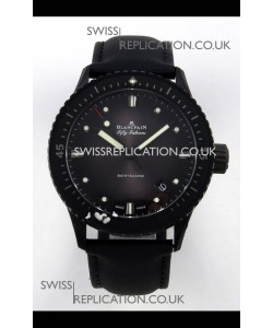 Blancpain Fifty Fathoms Ceramic Case Leather Strap Grey Dial Super Clone Watch 