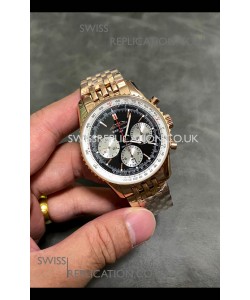 Breitling Navitimer B01 43MM Rose Gold Black Dial Super Clone Watch 