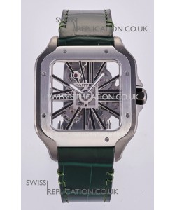 Santos De Cartier Super Clone Watch in Skeleton Dial Steel Case