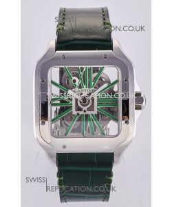 Santos De Cartier Super Clone Watch in Skeleton Dial Steel Case