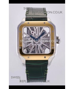 Santos De Cartier Super Clone Watch in Skeleton Dial Two Tone Case