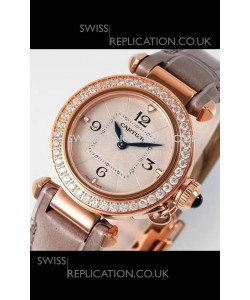 Pasha De Cartier Rose Gold Casing Watch 30MM Super Clone Watch 