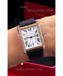 Cartier Tank Solo Swiss Automatic 31MM Rose Gold Diamonds Super Clone Watch 