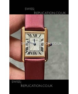 Cartier Tank Louis 22MM Swiss Quartz Movement Pink Strap Gold Case