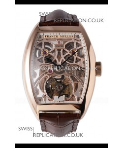Franck Muller Fast Tourbillon Rose Gold Brown Strap Super Clone Watch 