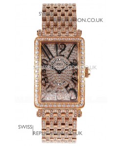 Franck Muller Long Island Rose Gold Diamonds Swiss Replica Watch 