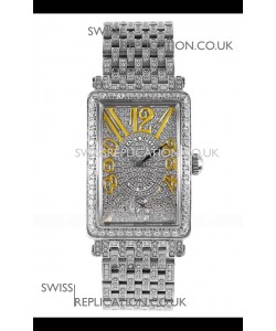 Franck Muller Long Island Stainless Steel Diamonds Swiss Replica Watch 