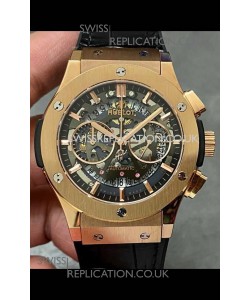 Hublot Classic Fusion Chronograph Rose Gold Skeleton Super Clone Watch 