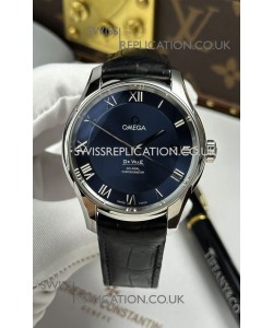 Omega De Ville Co-Axial 41MM Blue Dial Leather Strap Super Clone Watch 